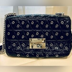 Michael Kors Black Quilted Crossbody Bag with Silver Accents nwt